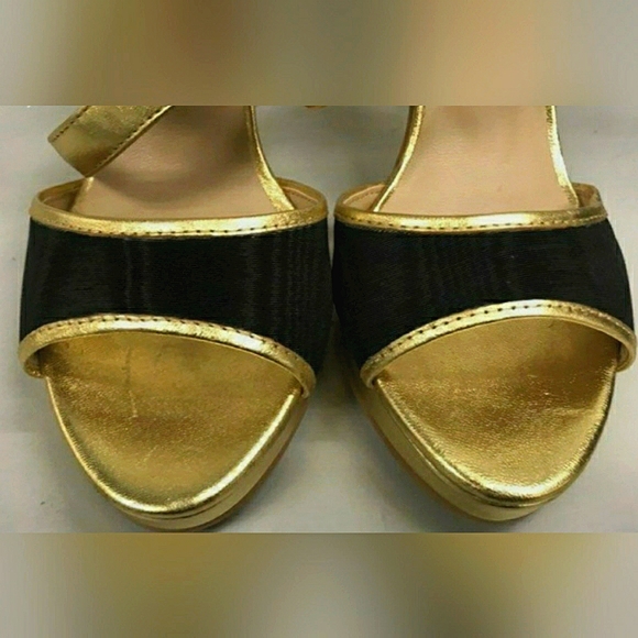 Moschino Gold & Black Strappy Heels, In Excellent Condition - Picture 3 of 11
